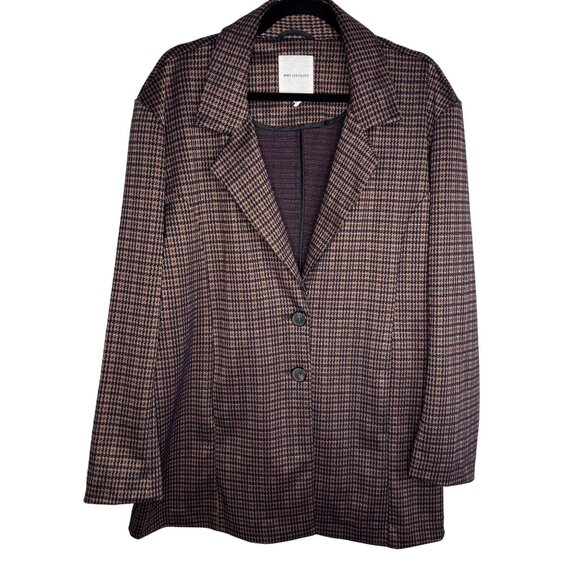 Avec Les Filles Jackets & Blazers - Avec Les Filles Womens Brown Houndstooth Blazer Jacket Equestrian Preppy Sz 1X